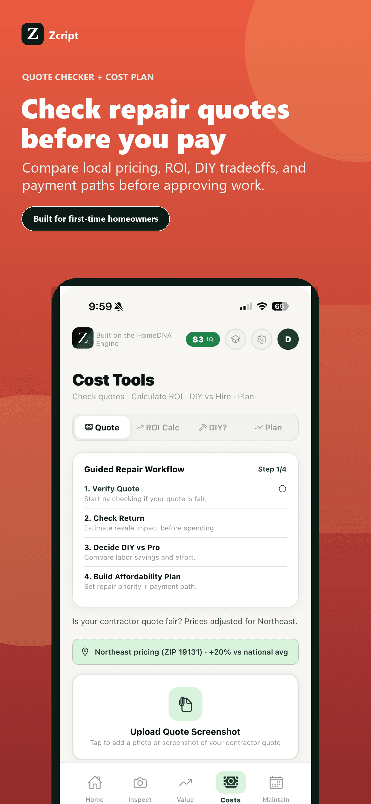 Zcript repair cost tools